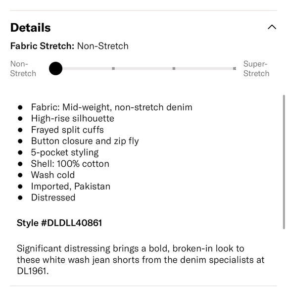 DL1961 High Rise Emilie Distressed White Jean Shorts - Picture 4 of 4